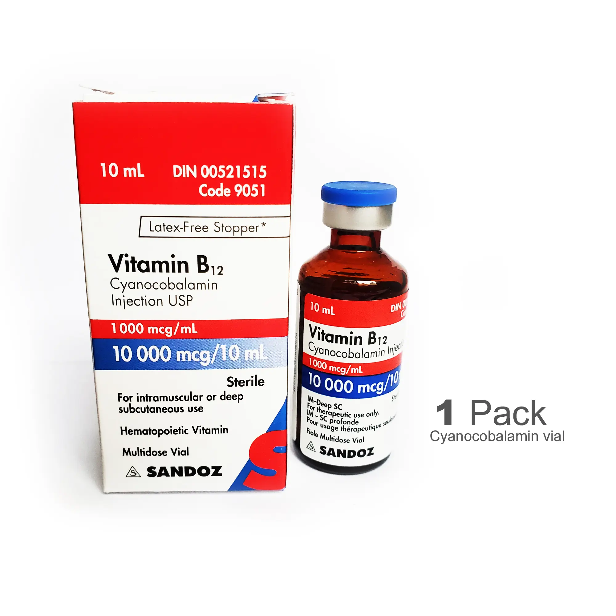 Sandoz Vitamin B12 10 ml Multi-dose Vial (single vial) - B12 Injections  Canada
